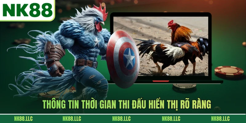 Thông tin thời gian thi đấu hiển thị rõ ràng